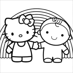 Kleurplaat Hello Kitty Verliefd