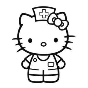 Kleurplaat Hello Kitty Verpleegster