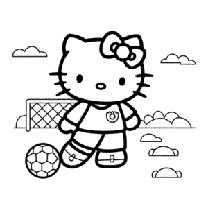 Kleurplaat Hello Kitty Voetbalspeler