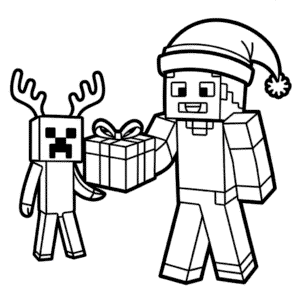 Kleurplaat Kerstmis Minecraft