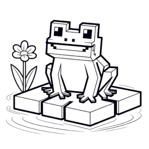 Kleurplaat Kikker Minecraft