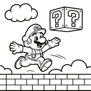 Kleurplaat Klassieke Mario