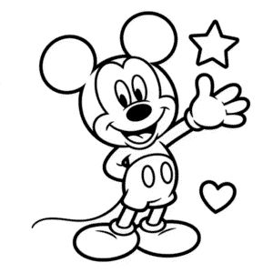 Kleurplaat Makkelijke Mickey Mouse