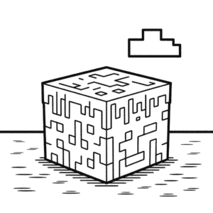 Kleurplaat Minecraft Blok