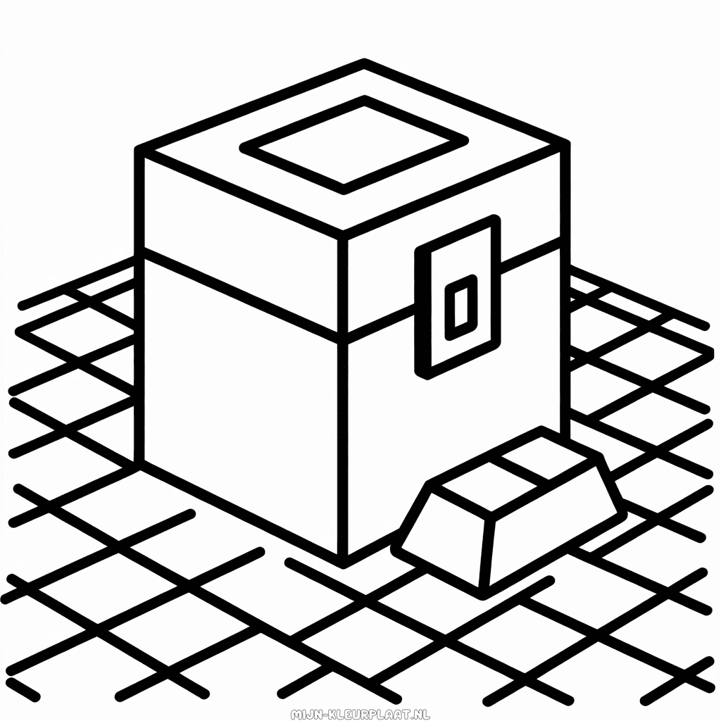 Kleurplaat Minecraft Kist