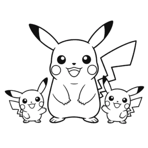 Kleurplaat Pikachu en Vrienden