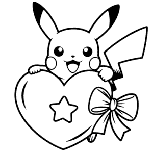 Kleurplaat Pikachu Knuffelen