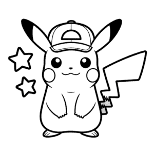 Kleurplaat Pikachu Met Hoed