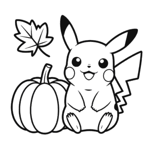 Kleurplaat Pikachu Thanksgiving
