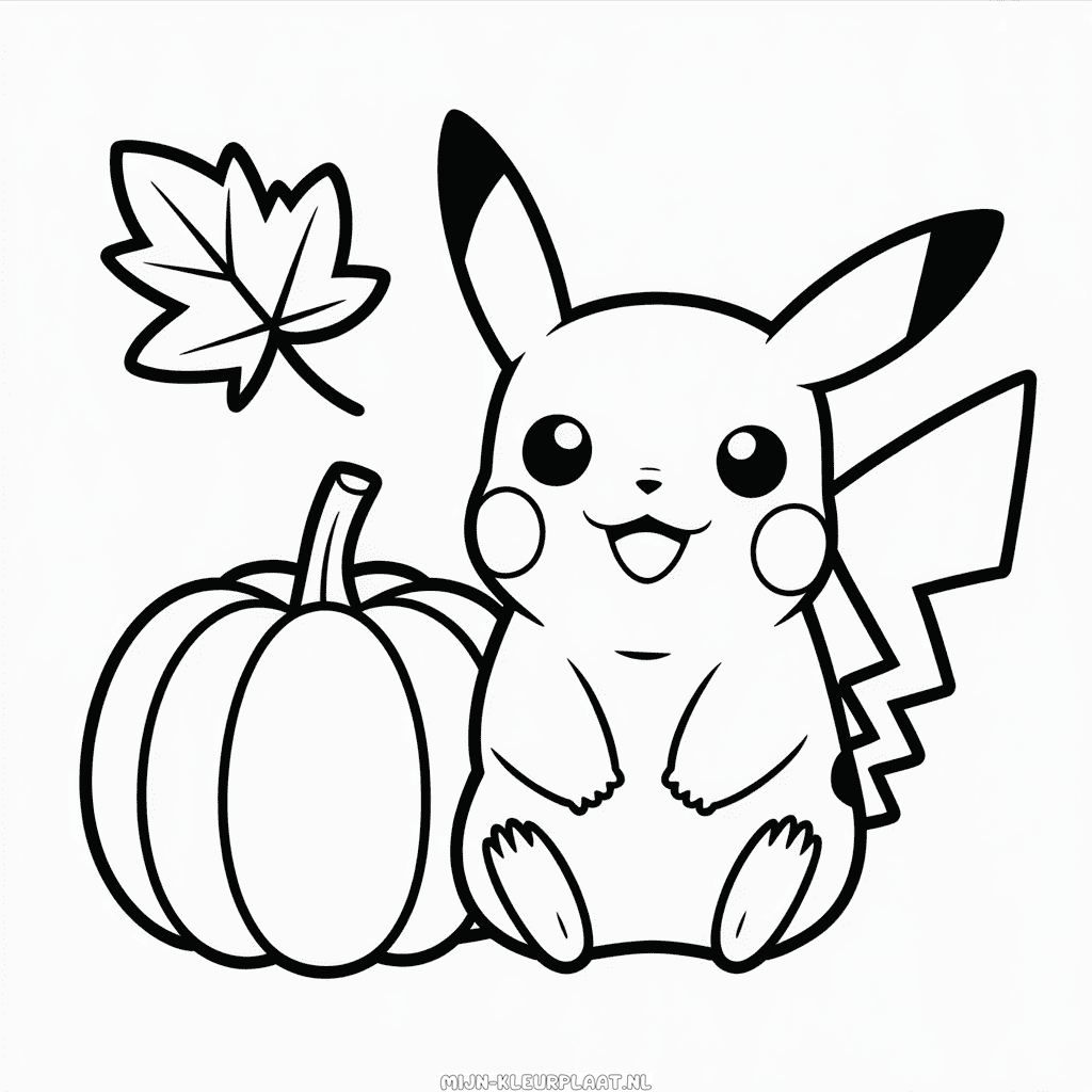 Kleurplaat Pikachu Thanksgiving