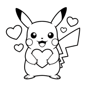 Kleurplaat Pikachu Valentijnsdag