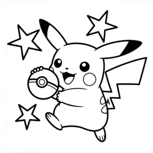 Kleurplaat Pokémon Pikachu
