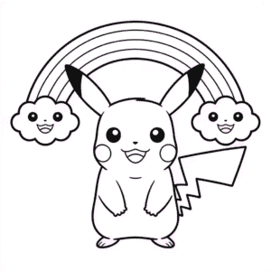 Kleurplaat Regenboog Pikachu