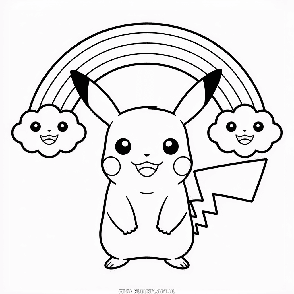 Kleurplaat Regenboog Pikachu
