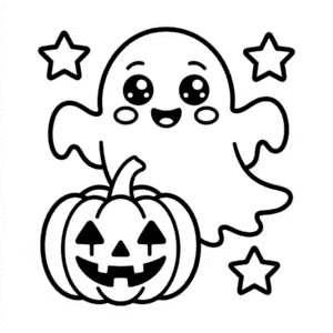 Kleurplaat Schattig Spook Halloween