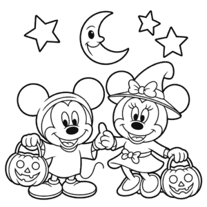 Kleurplaat Schattige Disney Halloween