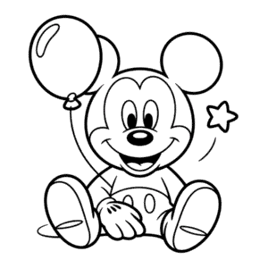 Kleurplaat Schattige Mickey Mouse