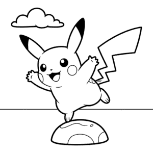 Kleurplaat Springende Pikachu