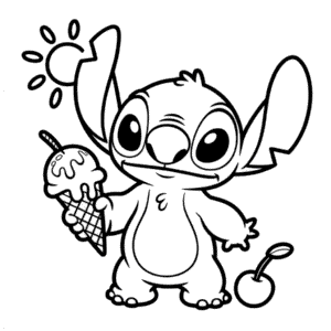 Kleurplaat Stitch en Ijsje