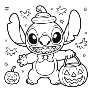 Kleurplaat Stitch Halloween