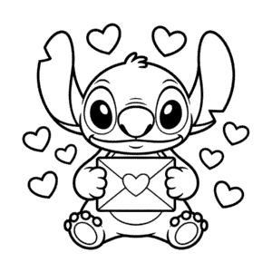 Kleurplaat Stitch Valentijn