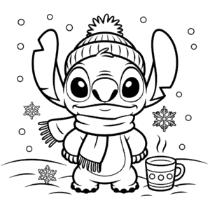 Kleurplaat Stitch Winter