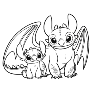 Kleurplaat Tandloos en Stitch