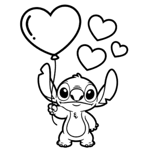 Kleurplaat Valentijns Stitch