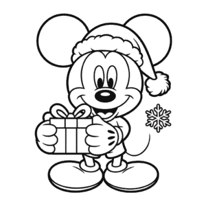 Kleurplaat Vrolijk Kerstfeest van Mickey Mouse
