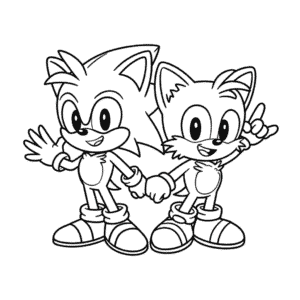 Kleurplaat Afdrukbare Tails en Sonic
