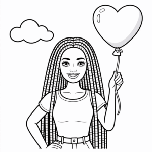 Kleurplaat Afrikaans-Amerikaanse Zwarte Barbie
