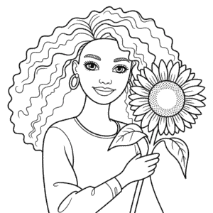 Kleurplaat Afro-Amerikaanse Barbie