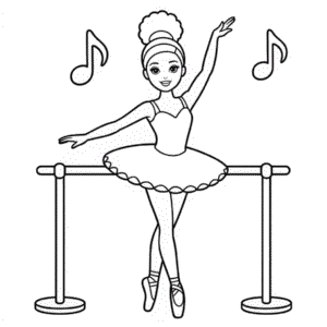 Kleurplaat Afro-Amerikaanse Barbie Ballerina