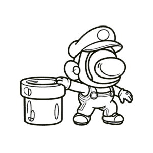 Kleurplaat Among Us Mario