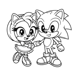 Kleurplaat Amy en Sonic