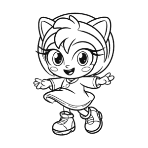 Kleurplaat Amy Rose uit Sonic