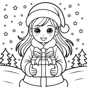 Kleurplaat Anime Kerst