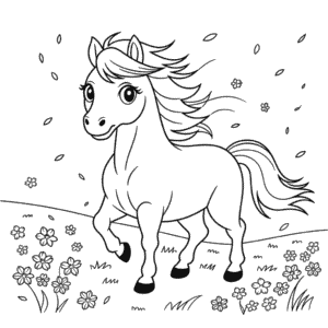 Kleurplaat Anime Paard