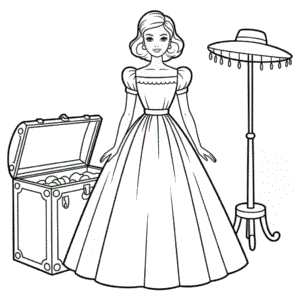 Kleurplaat Antieke Barbie