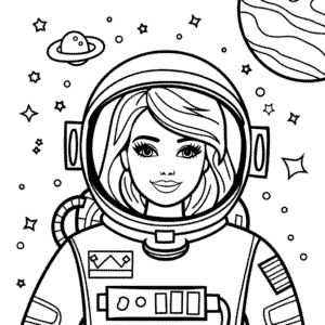 Kleurplaat Barbie Astronaut