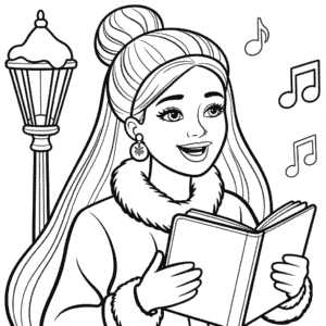 Kleurplaat Barbie Zingt Kerstlied