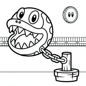 Kleurplaat Chain Chomp uit Mario