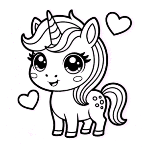 Kleurplaat Chibi Eenhoorn