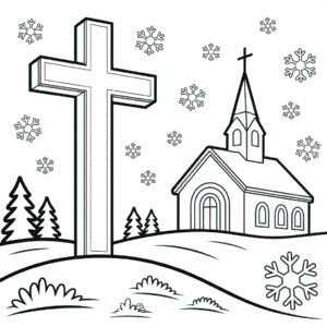 Kleurplaat Christelijke Winter