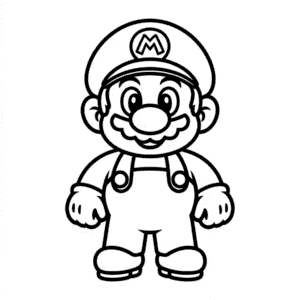 Kleurplaat Eenvoudige Mario