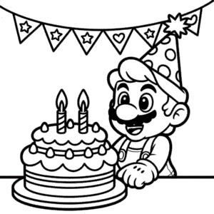 Kleurplaat Fijne Verjaardag Mario
