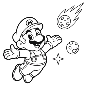 Kleurplaat Galaxy Mario