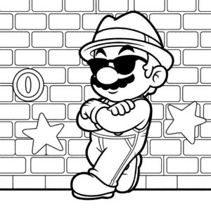 Kleurplaat Gangster Mario