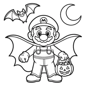 Kleurplaat Halloween Mario