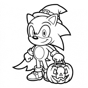 Kleurplaat Halloween Sonic